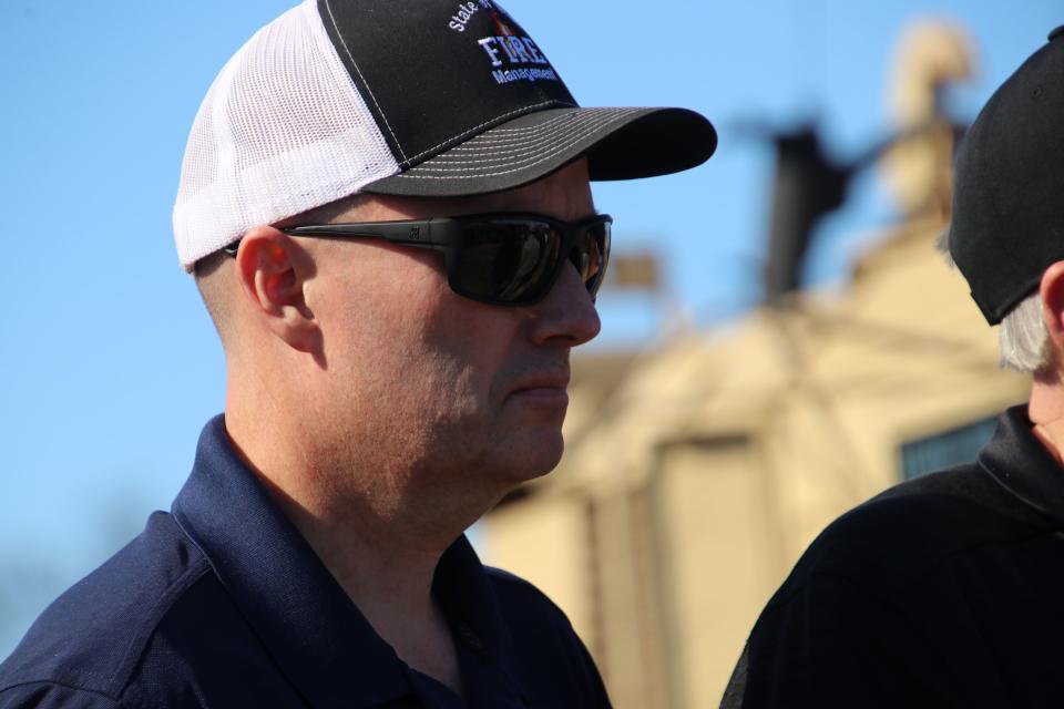 Utah Gov. Spencer Cox listens during a press conference on Sunday, Feb. 4, 2024, in Eagle Pass, Texas, with governors from 14 other states concerned about the immigration issues at the southern border. | Brigham Tomco, Deseret News