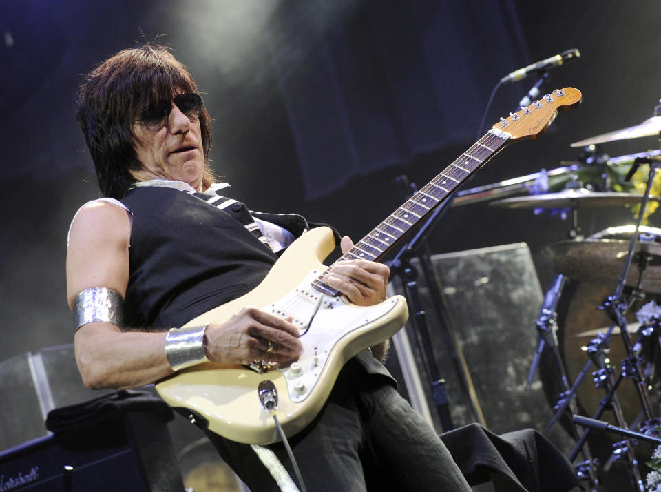 FILE - Guitarist Jeff Beck performs in concert at Madison Square Garden on Feb. 18, 2010 in New York. Beck, a guitar virtuoso who pushed the boundaries of blues, jazz and rock ‘n’ roll, influencing generations of shredders along the way and becoming known as the guitar player’s guitar player, died Tuesday, Jan. 10, 2023, after “suddenly contracting bacterial meningitis,” his representatives said in a statement released Wednesday. He was 78. (AP Photo/Evan Agostini, File)