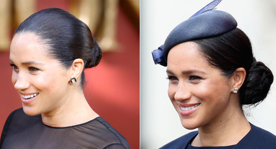 Meghan's Lorraine Schwartz earrings are customisable. [Photos: Getty]