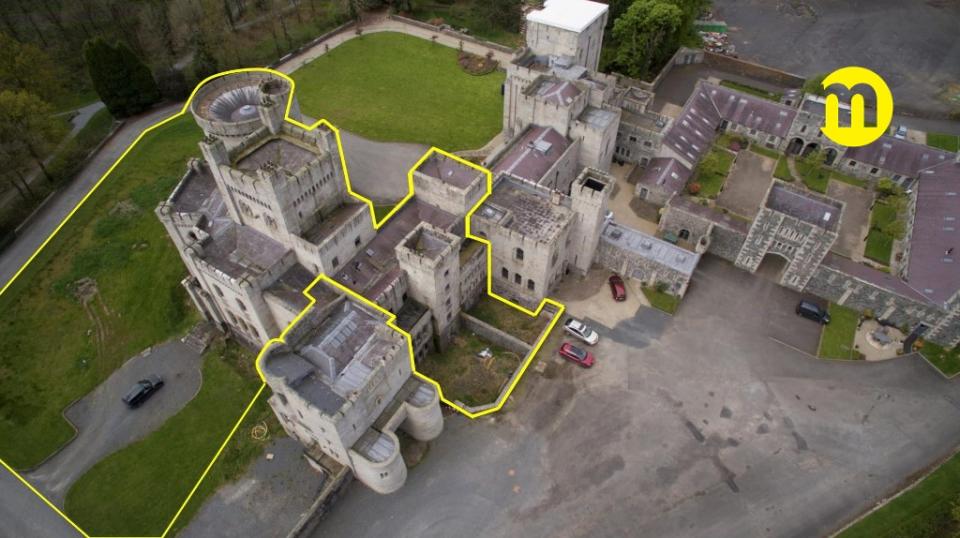 The portion of the castle being marketed for sale