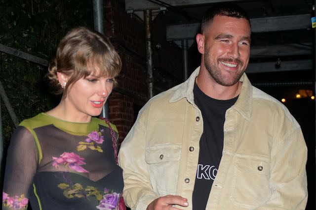 <p>Gotham/GC Images</p> Taylor Swift (Left) and Travis Kelce (Right) in 2023