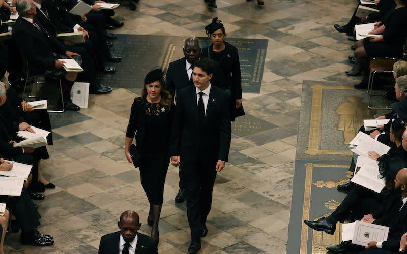 Canada’s Prime Minister Justin Trudeau and his wife, Sophie Trudeau, arrive.