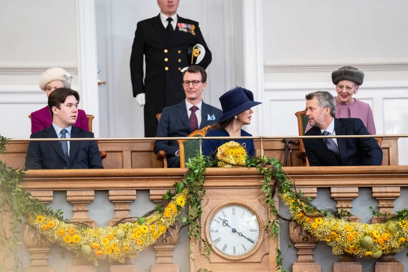 Denmark's King Frederik visits the Danish Parliament in Copenhagen