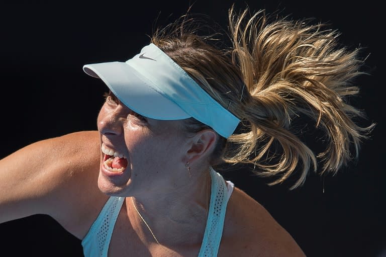 Maria Sharapova of Russia struggled all week with her serve and was emphatically dumped out of the China Open in the third round by Simona Halep