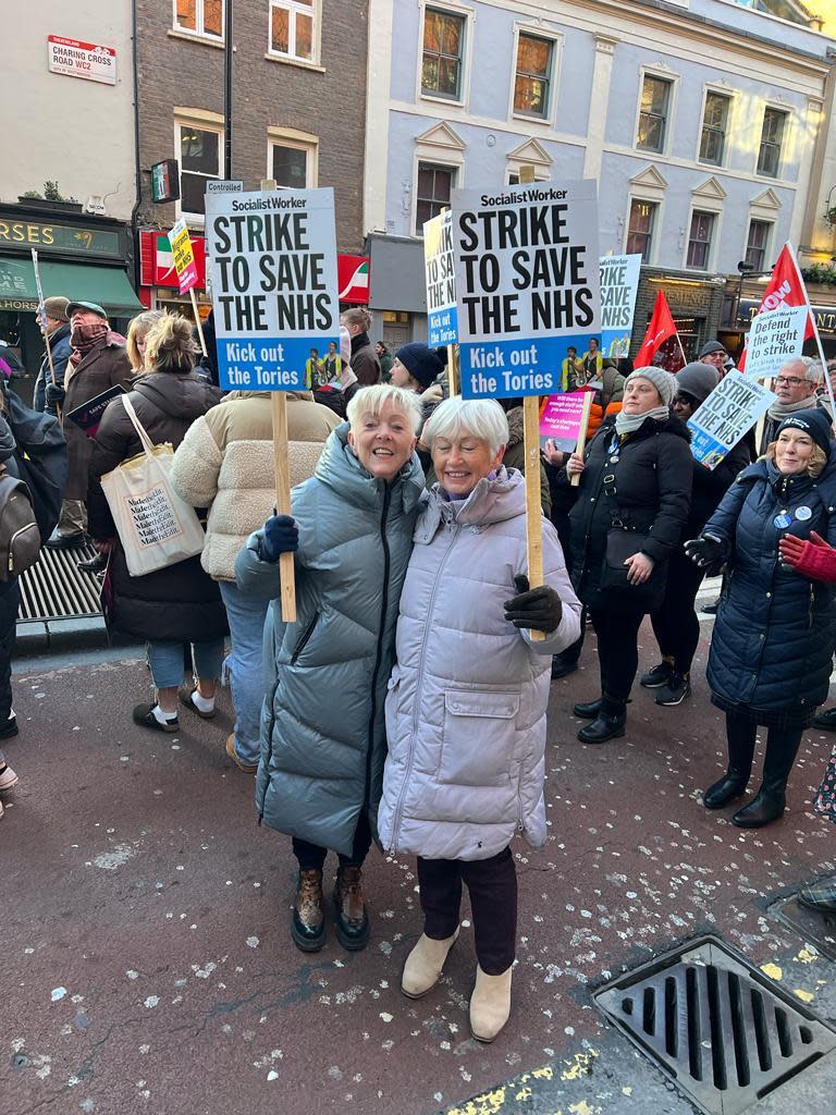 Anne Juliff (left) says the NHS has given her the 'best treatment possible' for her rare bone marrow cancer. (SWNS)