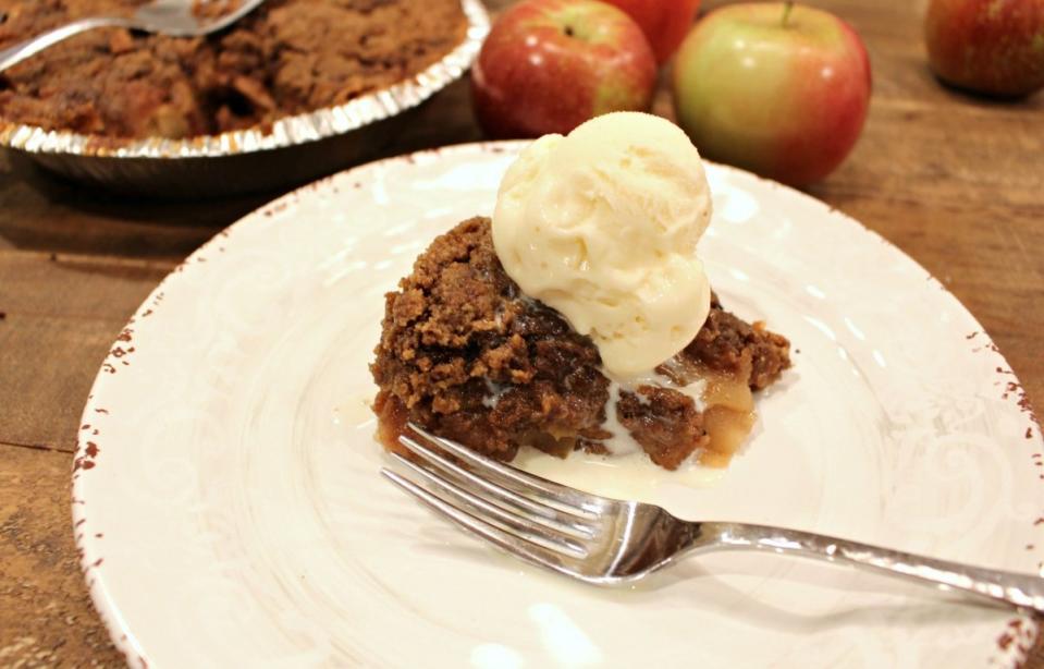 <p>Pam Beth</p><p>Top this delicious apple crumble pie with a scoop of vanilla ice cream.</p><p><strong>Get the recipe: <a href="/842002/pambeth/so-simple-graham-cracker-dutch-apple-pie/" data-ylk="slk:Graham Cracker Dutch Apple Pie;elm:context_link;itc:0;sec:content-canvas" class="link ">Graham Cracker Dutch Apple Pie</a></strong></p>