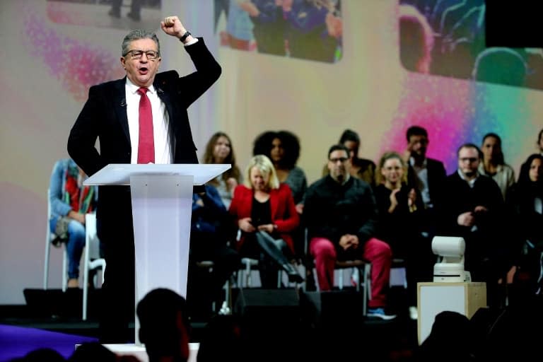 Jean-Luc Mélenchon lors de la clôture de la convention de La France insoumise à Reims, le 17 octobre 2021 - FRANCOIS NASCIMBENI © 2019 AFP