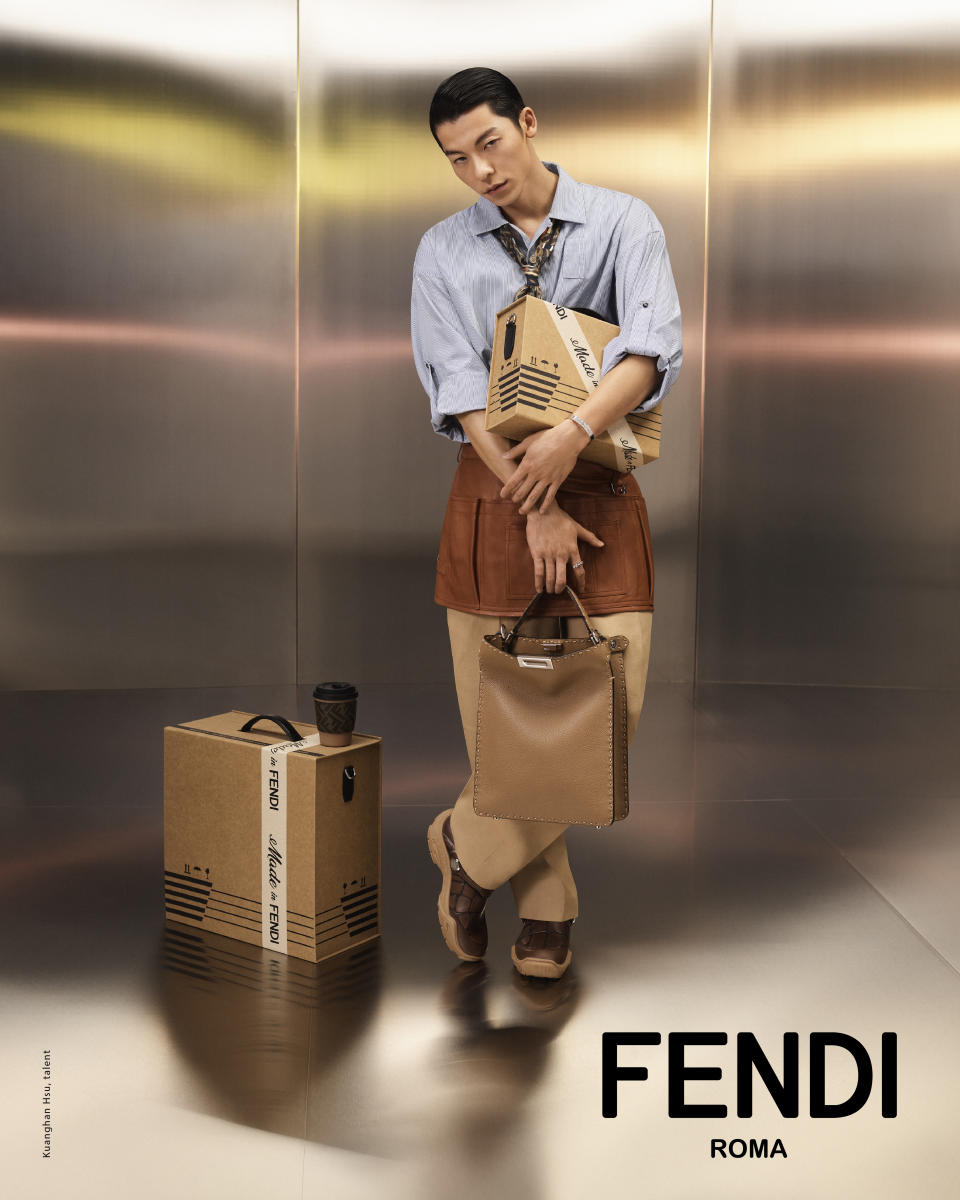 Kuanghan Hsu fronting Fendi’s spring 2024 campaign.