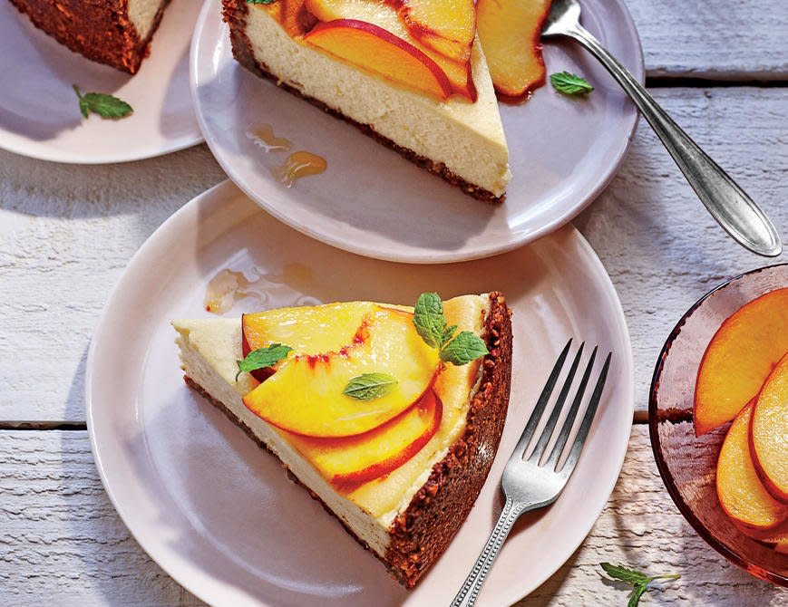 Peach-Ricotta Cheesecake with Pecan Crust