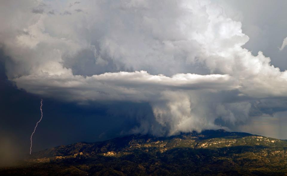 A monsoon storm rolls over Mt. Lemmon in the Coronado National Forest.