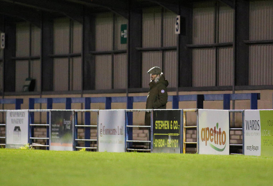 Beckham was seen standing alone for much of the match. (Jon Mills / SWNS)