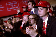 <p>Young supporters cheer as President Donald Trump addresses the Conservative Political Action Conference at the Gaylord National Resort and Convention Center, Feb. 23, 2018 in National Harbor, Md. (Photo: Chip Somodevilla/Getty Images) </p>