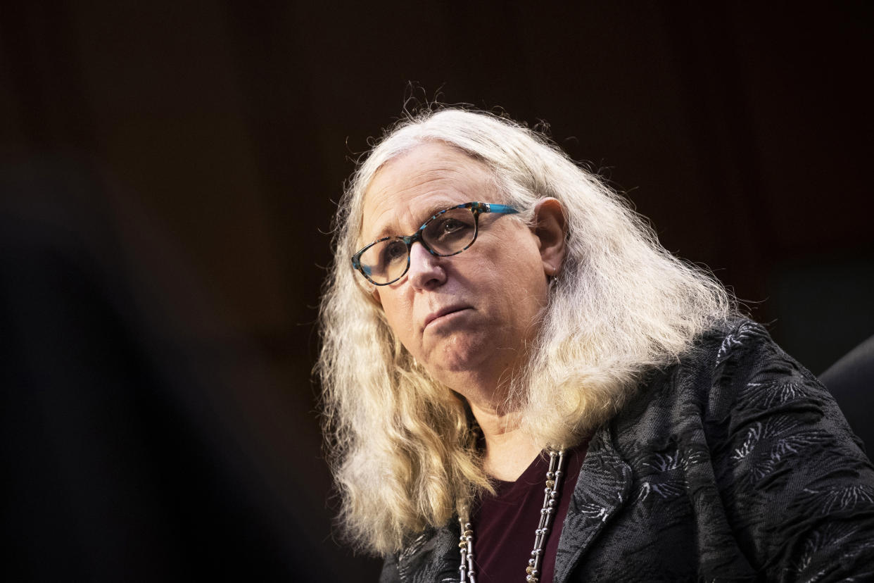 Dr. Rachel Levine testifies on Capitol Hill in 2021. (Caroline Brehman / Pool via AP file)