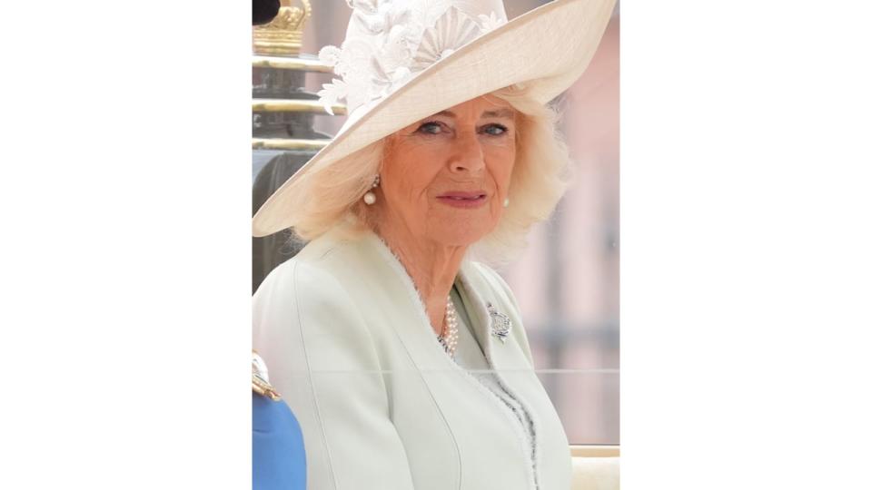 Queen Camilla travels along The Mall to the Trooping the Colour ceremony at Horse Guards Parade