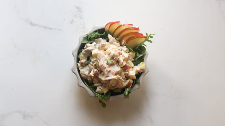 Bowl of crunchy apple tuna