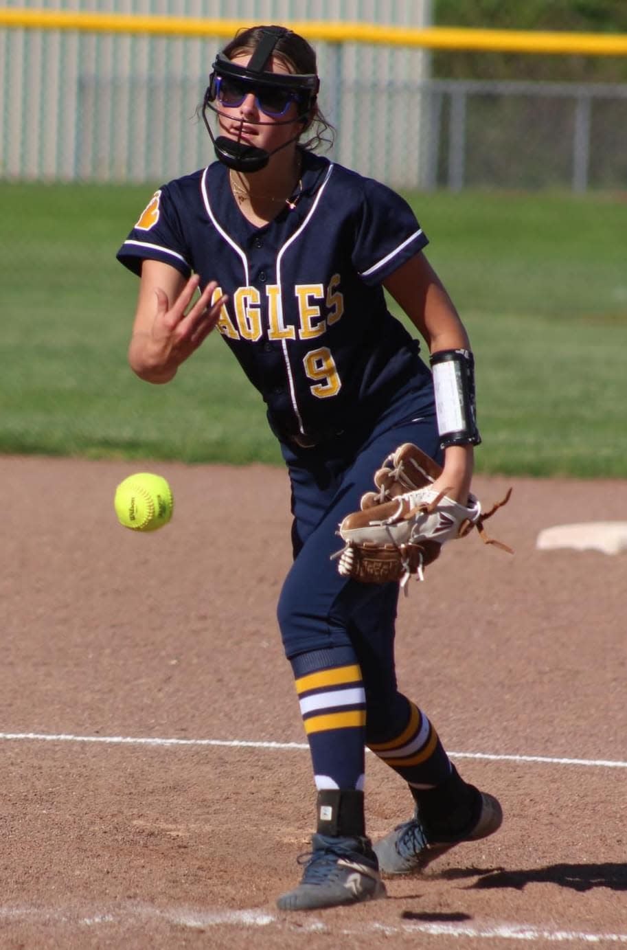 Addie Homrich pitches for Erie Mason during a split with Sand Creek on Wednesday, May 8, 2024.