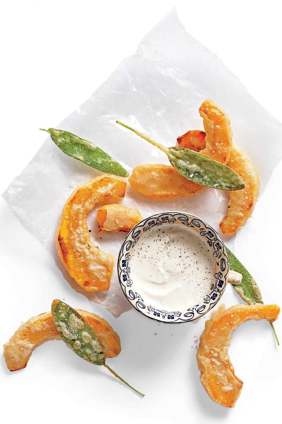Beer-Battered Pumpkin with Dipping Sauce