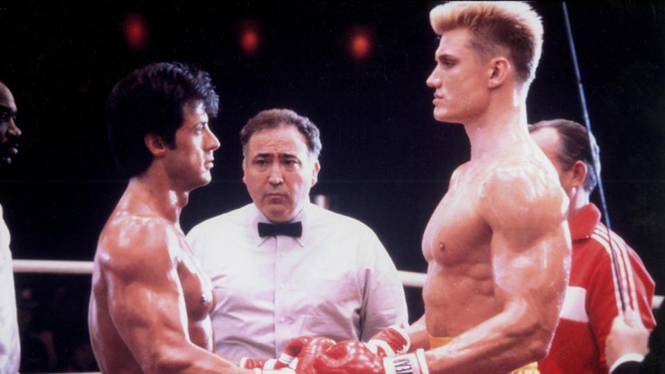 Sylvester Stallone and Dolph Lundgren in Rocky IV