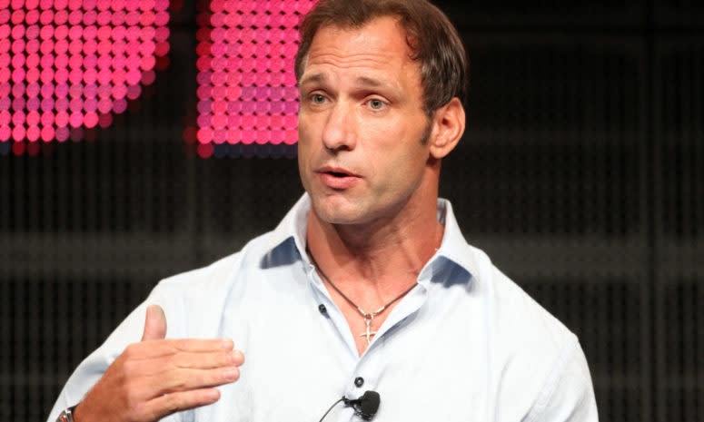 Chris Spielman talks during a press conference.