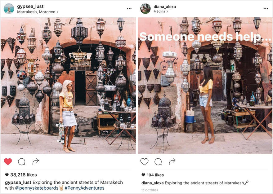 Desconocida replica las mismas fotos de esta bloguera en Instagram