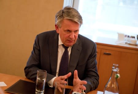 Ben Van Beurden, CEO of Shell, speaks to Reuters reporters in Canary Wharf