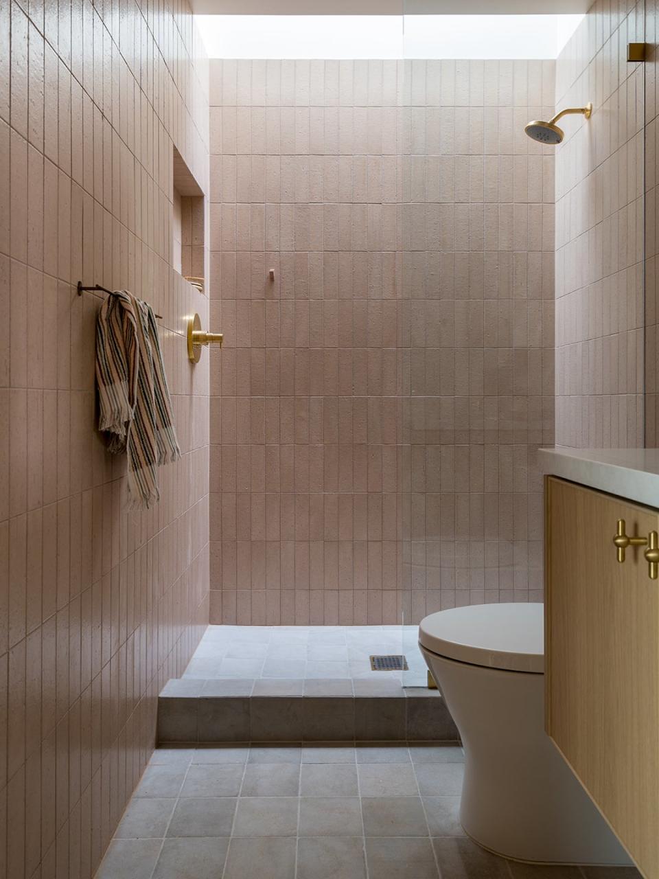 pink shower tile