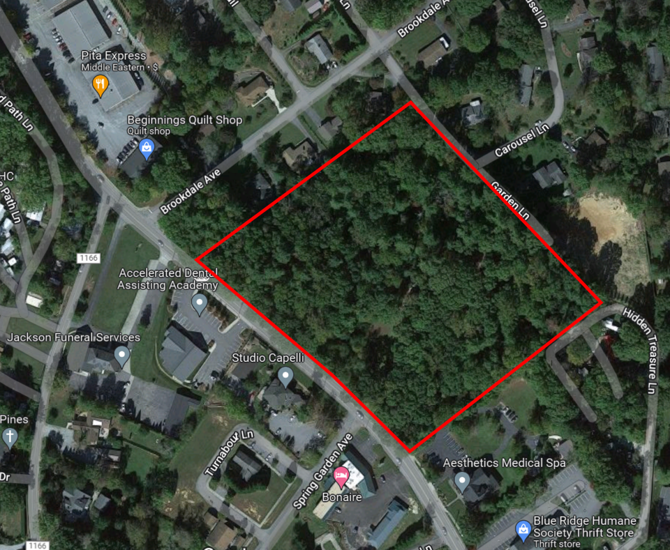 A map showing the potential future location for an 185-unit apartment complex, located at 1202 Greenville Highway, Hendersonville.