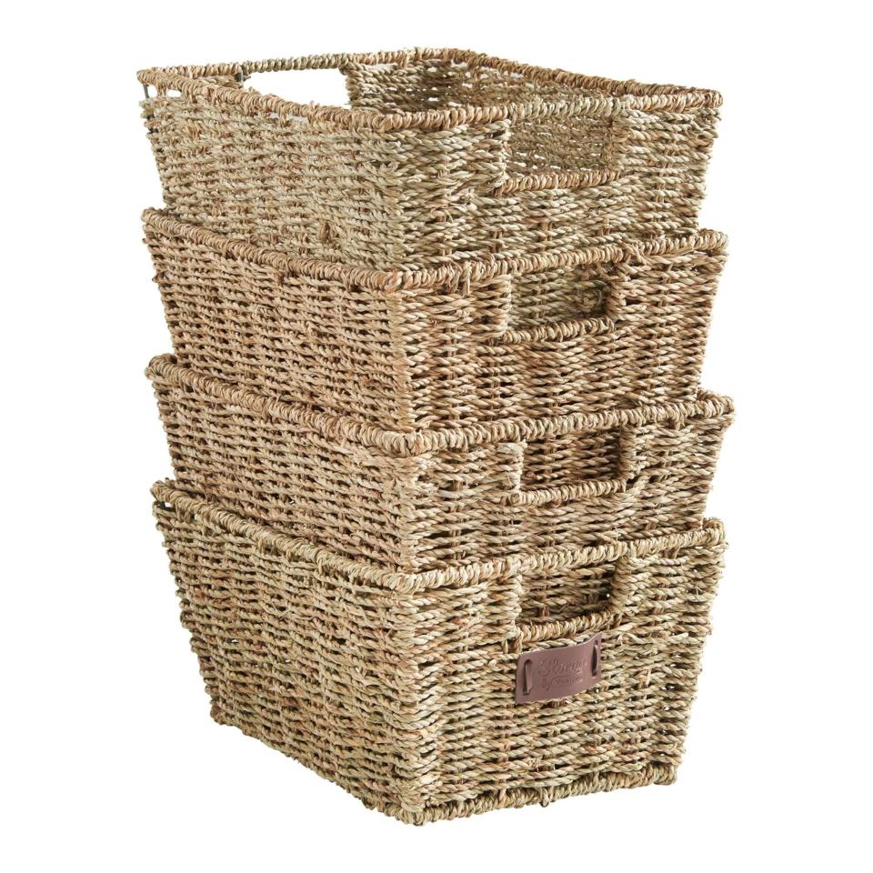 VonHaus Seagrass Storage Baskets, Set of 4 Hand-Woven Display Hampers