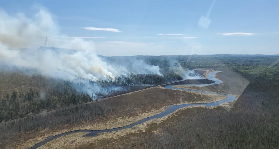 A May forest fire in Island Falls, Maine.