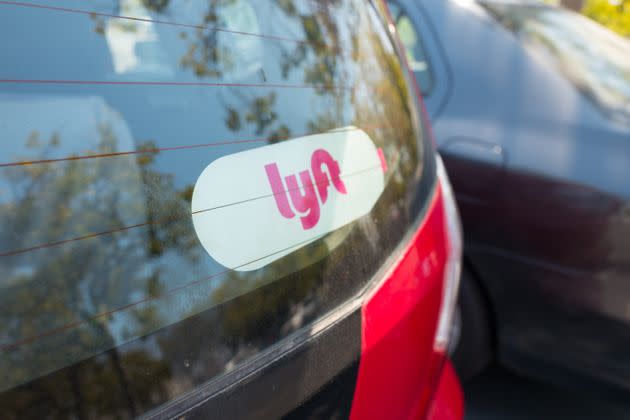 Sticker for Lyft on the back of a car. (Photo: Smith Collection/Gado via Getty Images)