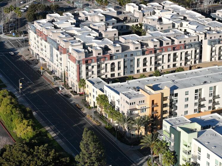 Huntington Beach, CA - February 06: An aerial view of high density housing in Huntington Beach Monday, Feb. 6, 2023. (Allen J. Schaben / Los Angeles Times)