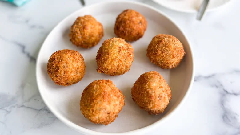 Crispy breadcrumb ball snacks on plate