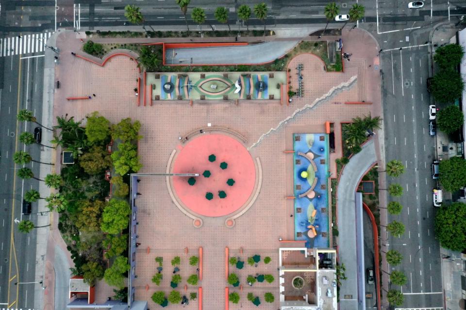 Pershing Square as seen from high above.