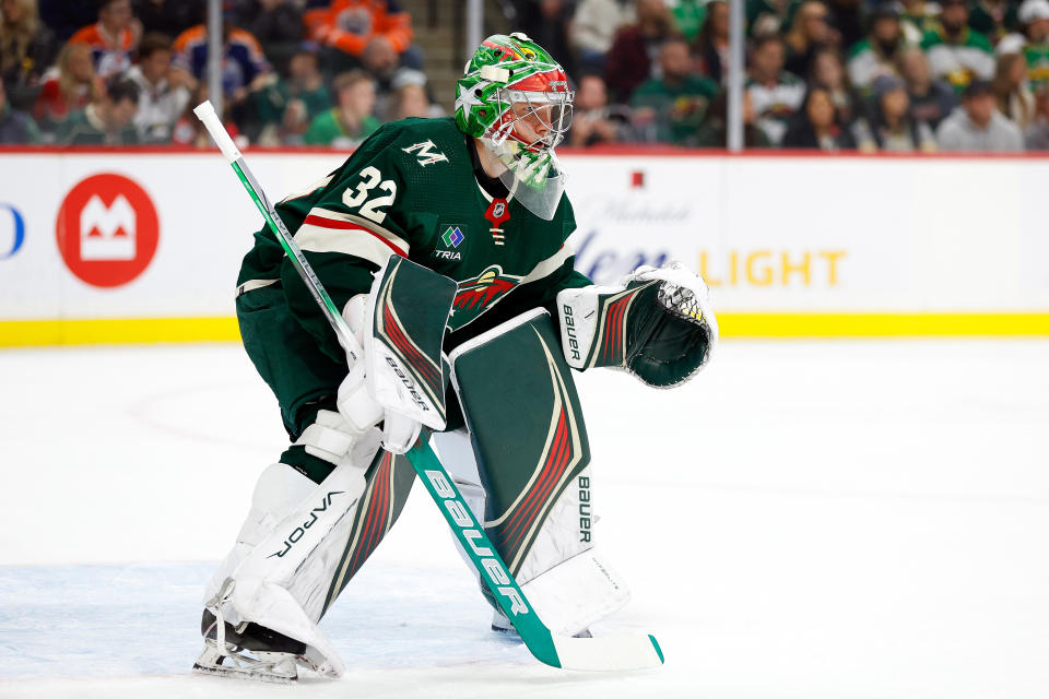 Filip Gustavsson #32 of the Minnesota Wild 