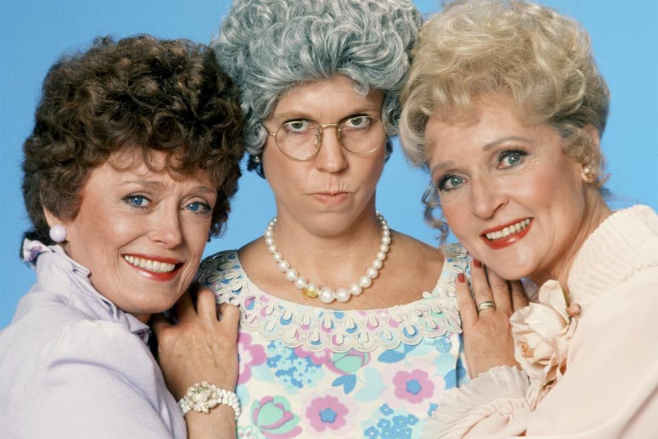 MAMA'S FAMILY -- Season 2 Gallery -- Pictured: (l-r) Rue McClanahan as Aunt Fran Crowley, Vicki Lawrence as Thelma 'Mama' Crowley Harper, Betty White as Ellen Harper Jackson -- (Photo by: Ron Tom/NBCU Photo Bank/NBCUniversal via Getty Images via Getty Images)