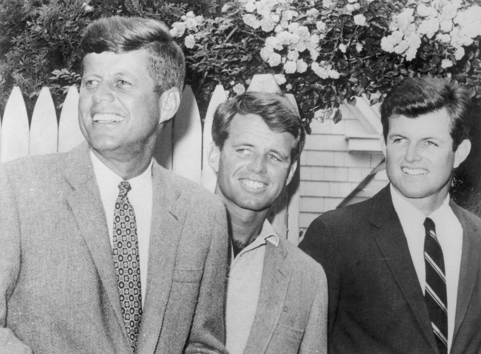 John, Robert, and Edward Kennedy all sporting their signature preppy style in Hyannis Port, Massachusetts.