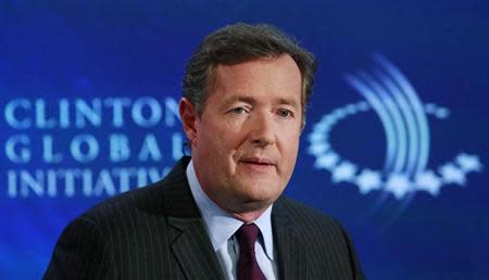 Television host Piers Morgan hosts a conversation titled "Communication by Design: Inspirational Change" during the final day of the Clinton Global Initiative 2012 (CGI) in New York September 25, 2012. REUTERS/Andrew Burton