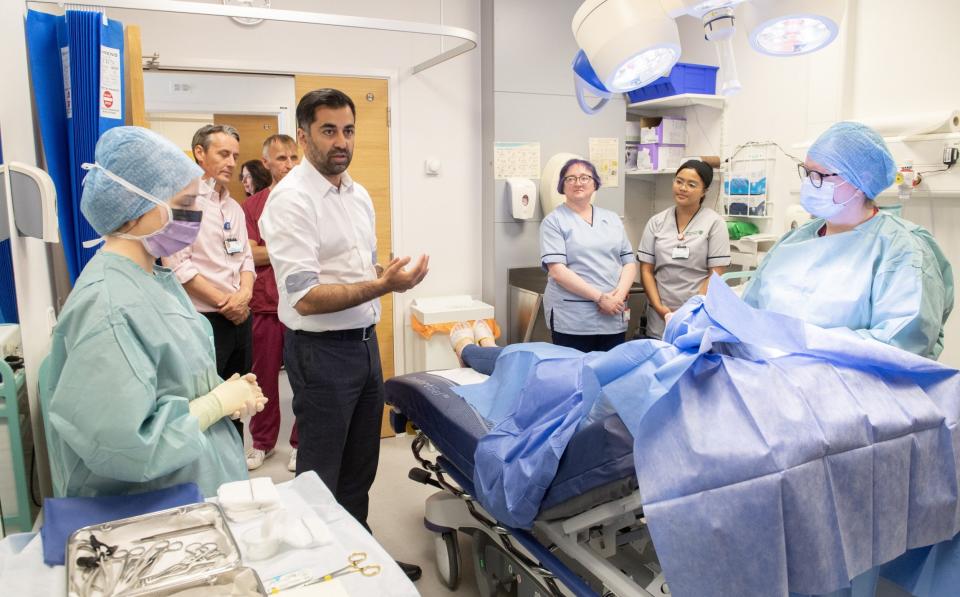 Humza Yousaf in a hospital