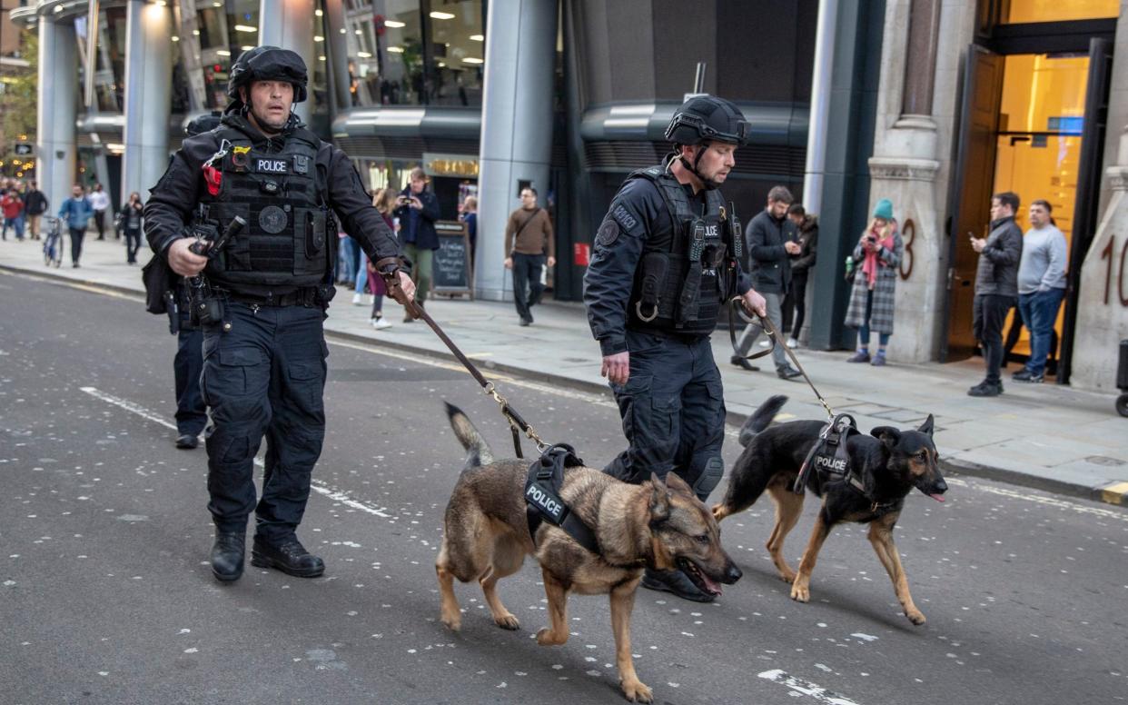 Police search London Bridge - Copyright Â©Heathcliff O'Malley , All Rights Reserved, not to be published in any format without p