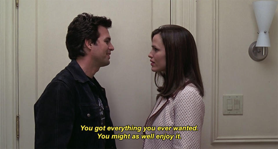 Mark Ruffalo as Matty gives Jenna a final piece of advice before he leaves her apartment in "13 Going on 30"