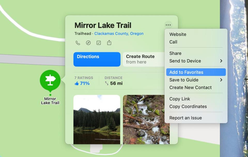 Adding a location to Apple Maps' favorites list.