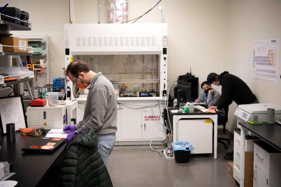 A look inside local tech startup SkyNano's lab at the University of Tennessee's Institute for Advanced Materials and Manufacuturing in Knoxville on Friday, January 7, 2022. SkyNano recently announced the first ever production of carbon nanotubes from power plant emissions.