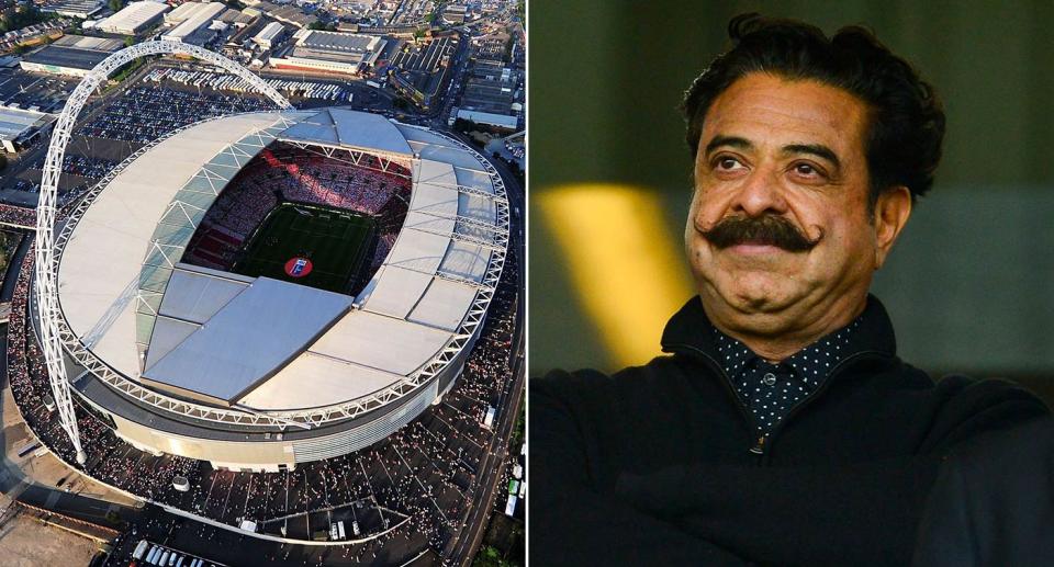 The FA have confirmed they’ve received a bid to purchase Wembley Stadium, thought to be from Fulham owner Shahid Khan. (Rex/Getty)