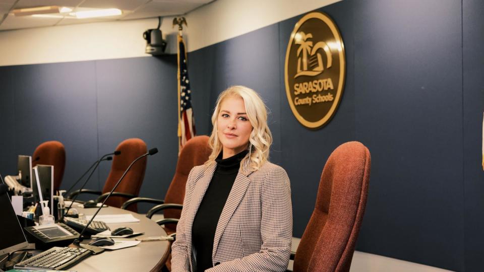 PHOTO: Bridget Ziegler, a member of the Sarasota County School Board and co-founder of Moms for Liberty, in Sarasota, Fla., Nov. 17, 2022. (Zack Wittman/Bloomberg via Getty Images)