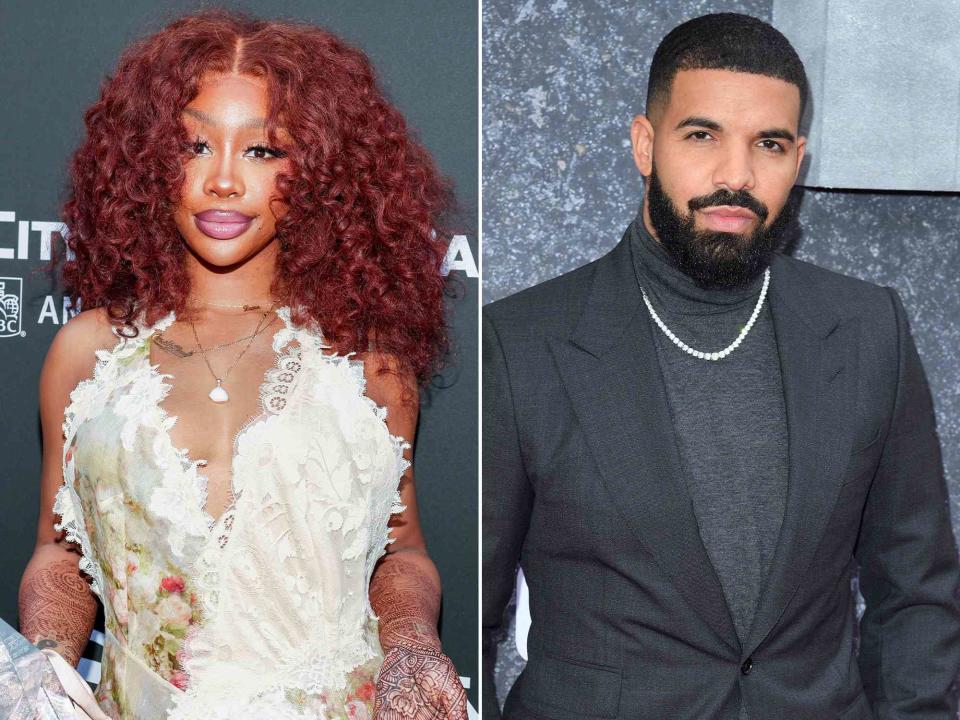 <p>Christopher Polk/Variety/Getty ; Karwai Tang/WireImage</p> SZA at Variety Hitmakers on December 2, 2023 in Los Angeles, California. ; Drake attends the "Top Boy" UK Premiere on September 04, 2019 in London, England. 