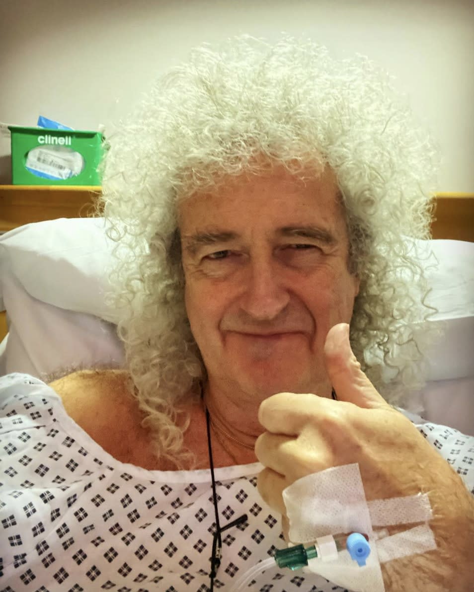 Queen guitarist Brian May shared a snap from a hospital bed after completing leg surgery on Monday, Dec. 2, 2019. "I'm done ! After a snip to my calf muscle, I'm feeling good ! The theory is that it will release the excess tension in my Achilles' tendon and get me out of a painful heel situation I've been in for many months." May is set to go on a world tour with Queen next month.