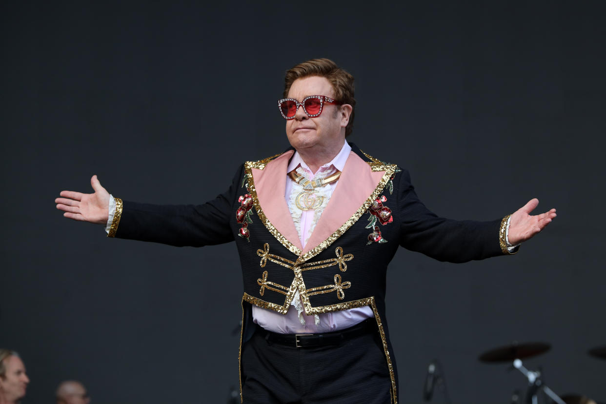 Elton John performs at Mt Smart Stadium on February 16, 2020 in Auckland, New Zealand. (Photo by Dave Simpson/WireImage)