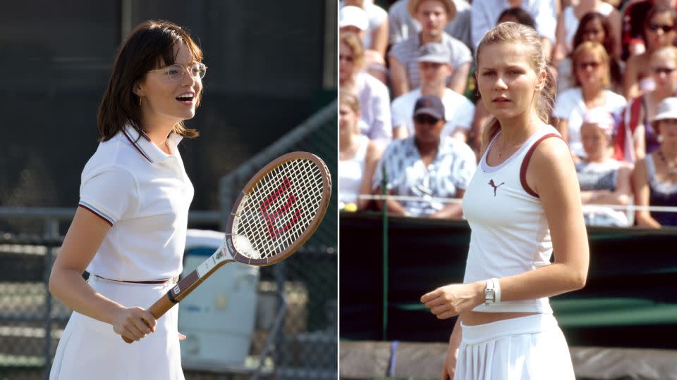 Emma Stone in "Battle Of The Sexes" and Kirsten Dunst in "Wimbledon" - Shutterstock