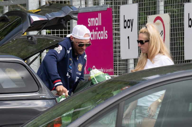 Tyson Fury at the tip on Monday with wife Paris