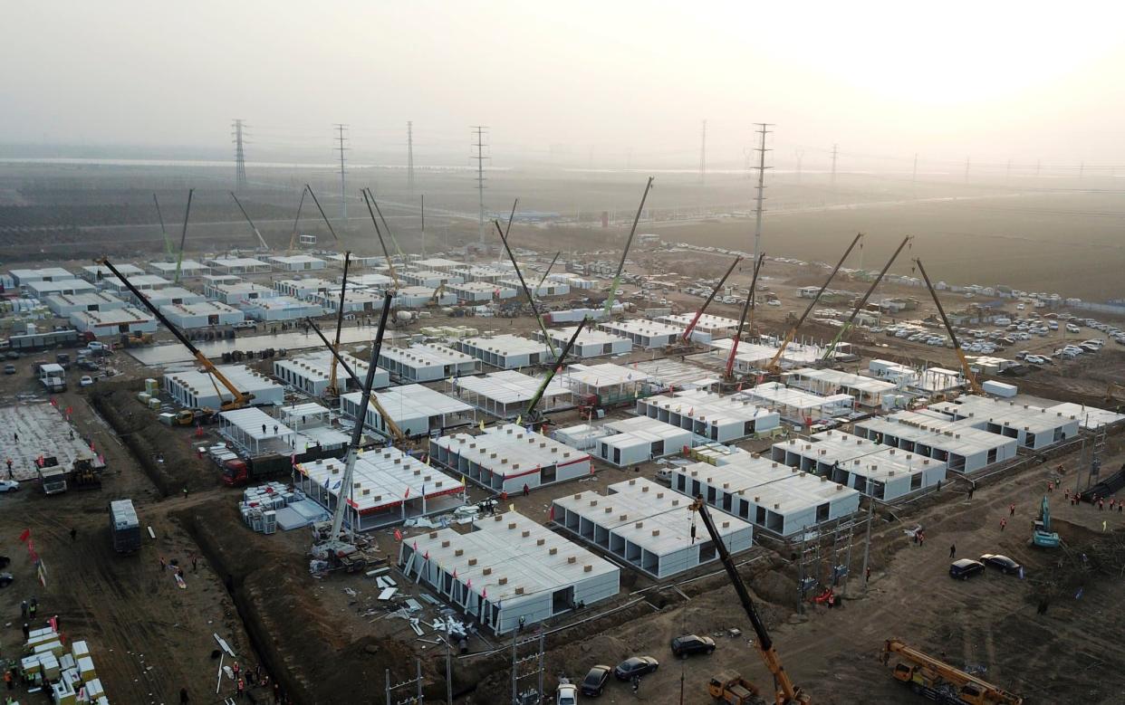 Photo aérienne des installations de quarantaine centralisées en cours de construction à Shijiazhuang, dans le nord de la province du Hebei, le 16 janvier 2021. - CNS - AFP